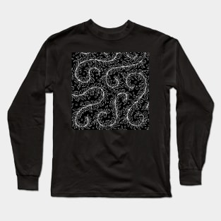 Lacy Leaves Black and White Long Sleeve T-Shirt